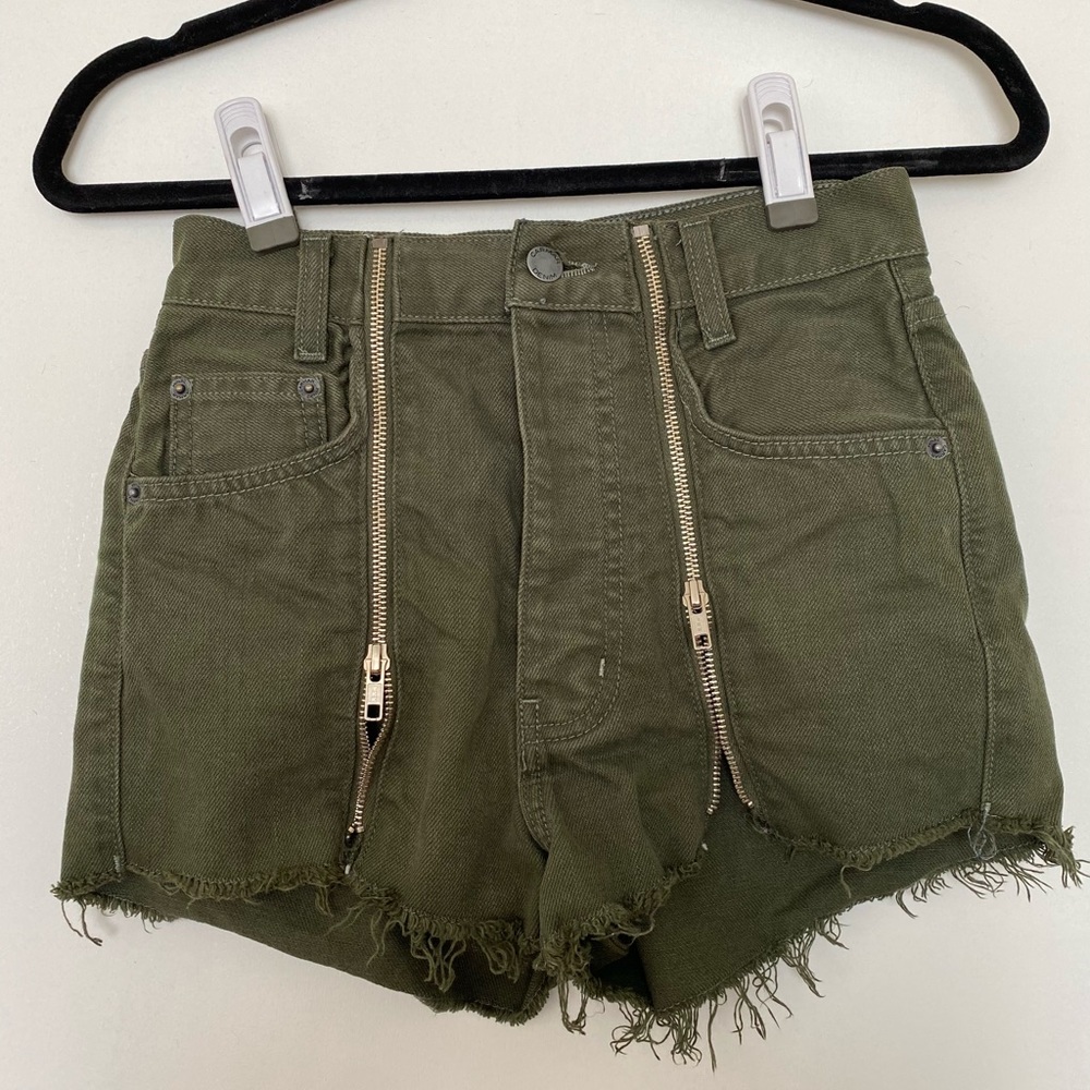 LF Carmar Olive Green Denim Shorts